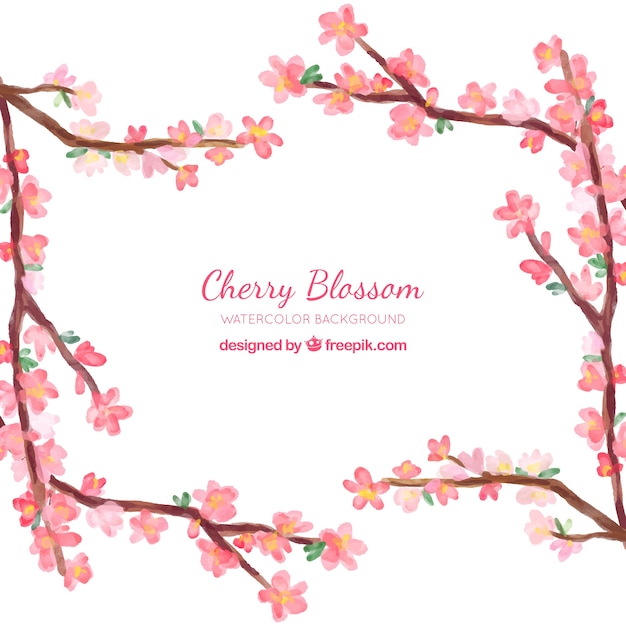 Cherry blossom background in watercolor style Free Vector Cherry blossom background in watercolor style Free Vector