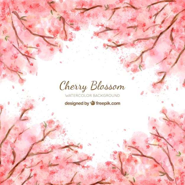 Cherry Blossom Background In Watercolor Style | Free Vector