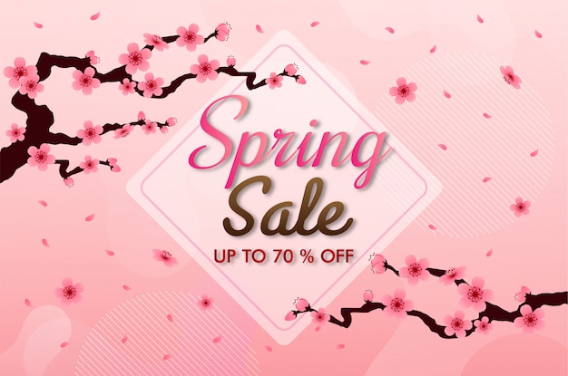 Premium Vector | Cherry blossom frame. pink sakura background, spring ...