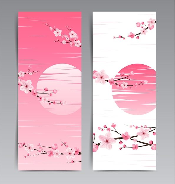 Premium Vector | Cherry blossom, sakura japan, template layout