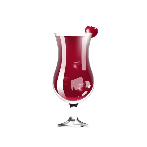 Premium Vector | Cherry compote fruit drink in glass realistic ...
