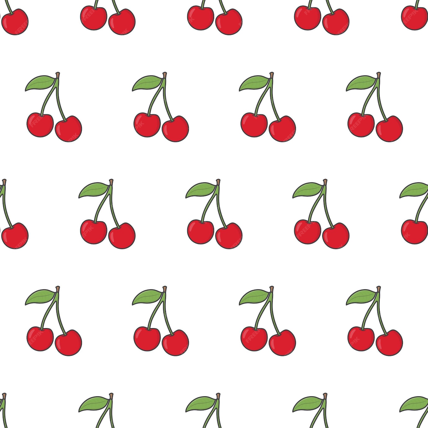 Premium Vector | Cherry fruit seamless pattern . fresh cherry berry ...