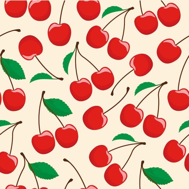 Premium Vector | Cherry fruit seamless pattern