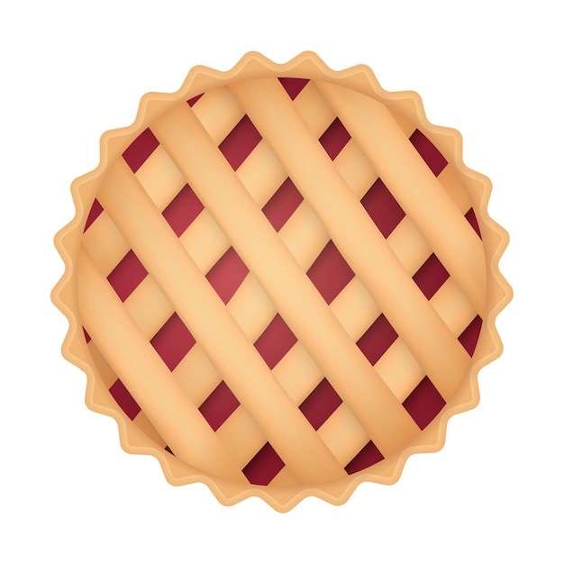 Premium Vector | Cherry pie top view thanksgiving day symbol 3d ...