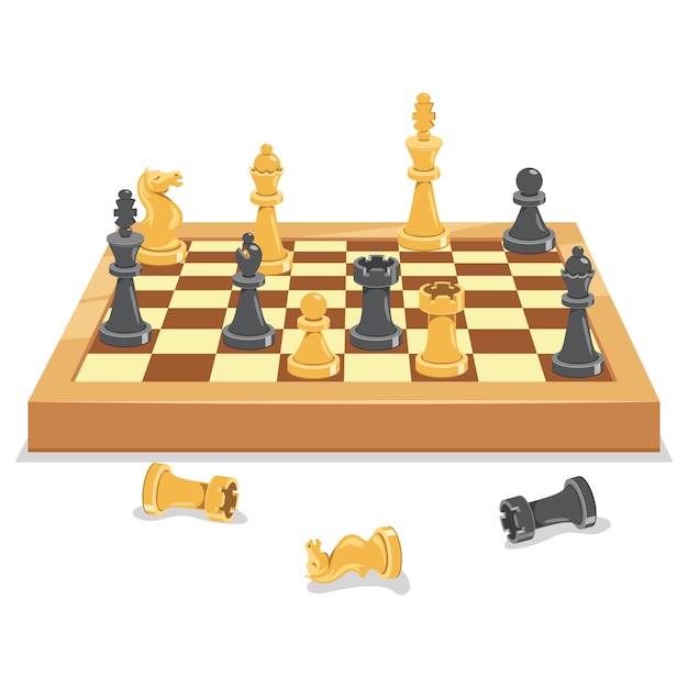 Premium Vector Chess Game Board And Pieces