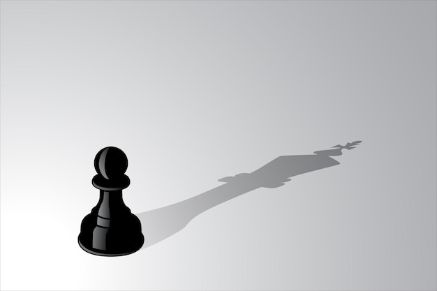 Premium Vector | Chess pawn casting a king piece shadow