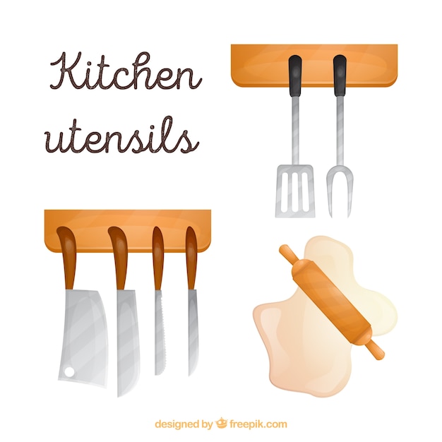 Chic hand drawn kitchen utensils