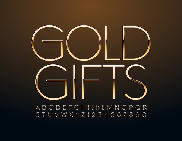 Premium Vector | Chic sign gold gift. golden slim font. luxury alphabet ...