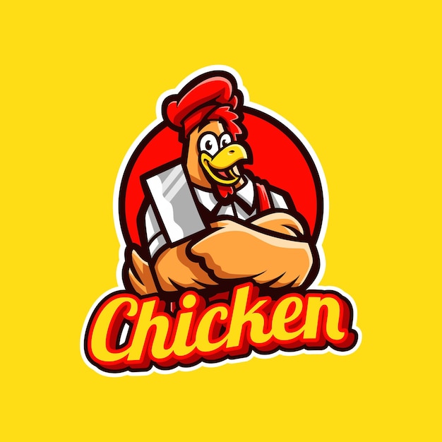 Premium Vector | Chicken cartoon with knife mascot logo