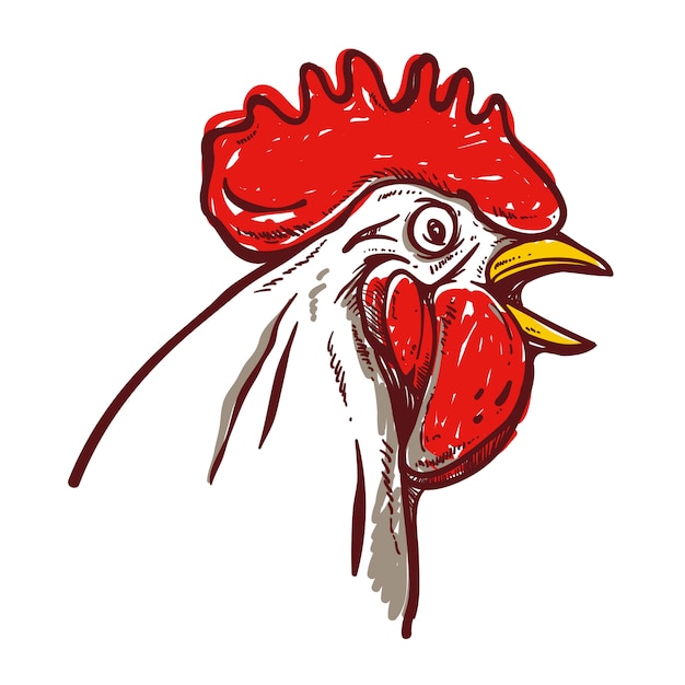 鶏の顔手描き プレミアムベクター
