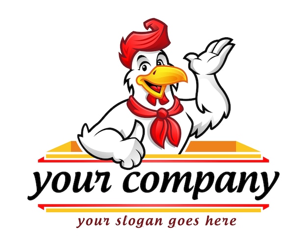プレミアムベクター チキンマスコットまたは鶏のキャラクター レストランビジネスに適しています