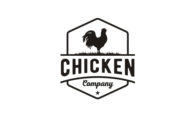 チキン 鶏ヴィンテージロゴデザイン プレミアムベクター