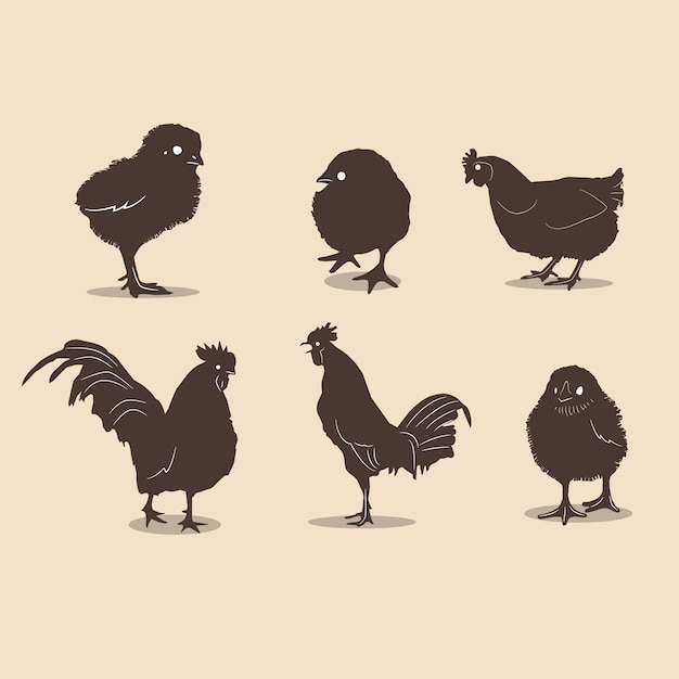 Download Chicken silhouettes Vector | Premium Download