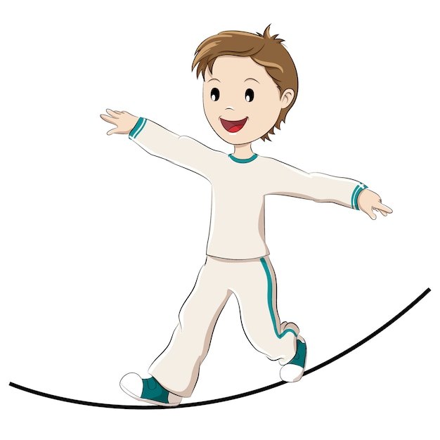 Premium Vector Child balancing on a rope