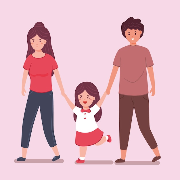 Free Vector | Child going to school with her parents