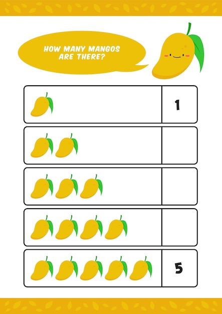 Premium Vector | Child kids kindergarten worksheet for counting learn ...