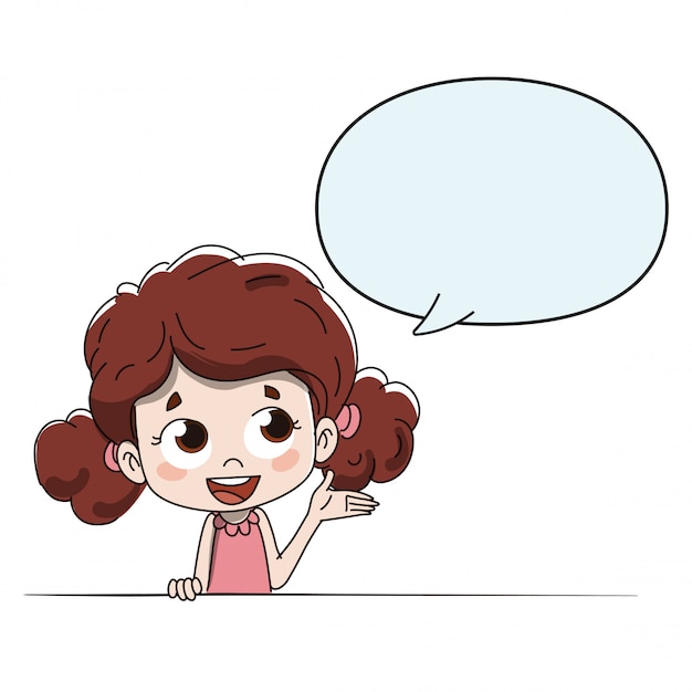 Premium Vector | Child talking or giving directions with a comic gobo