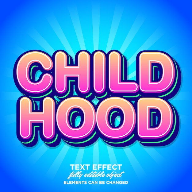 Childhood font effect with trendy gradient Premium Vector