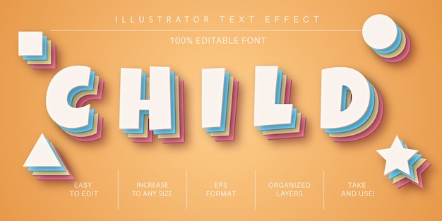 Premium Vector | Childish layer text effect, font style
