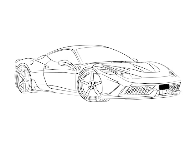 Premium Vector | Children car outline art coloring page sport drawing art