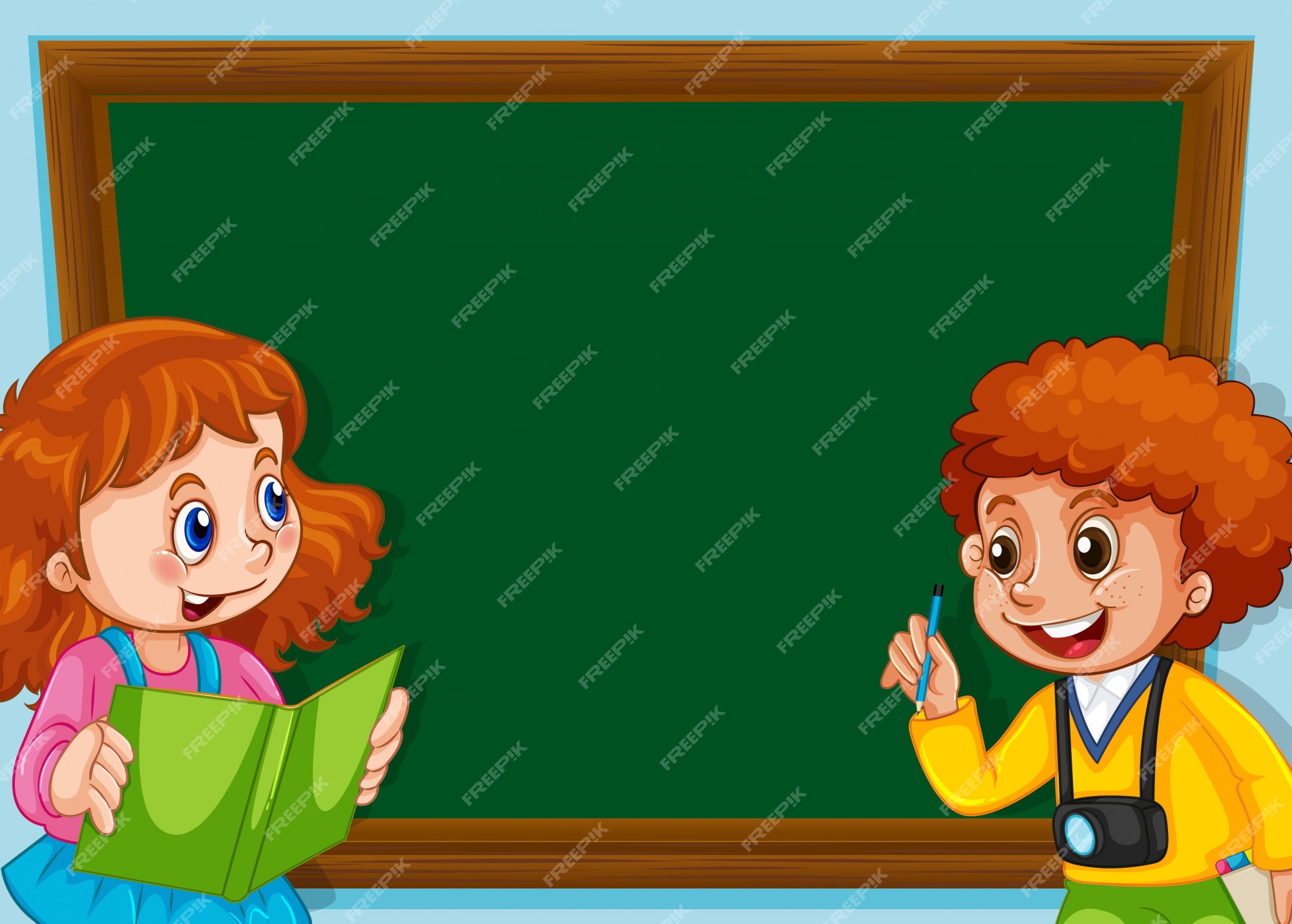 Free Vector | Children on chalkboard with copyspace