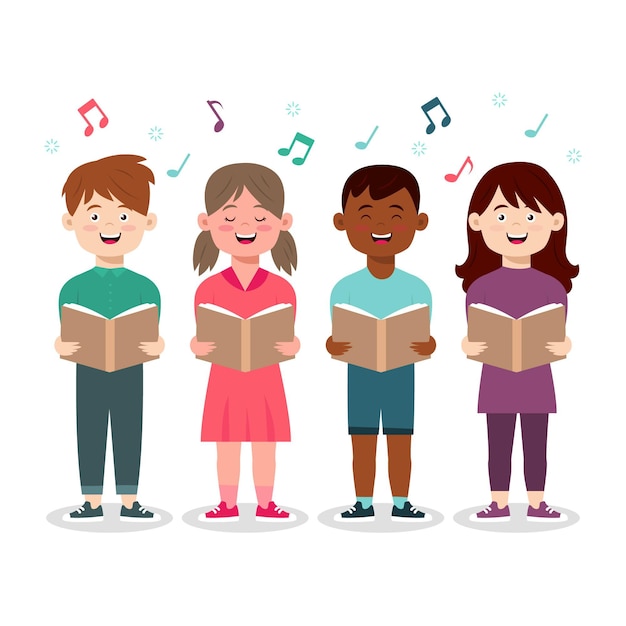 Free Vector | Children choir illustration