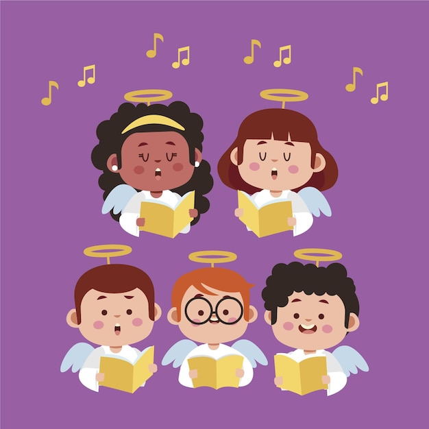 子供の合唱団の歌のイラスト 無料のベクター