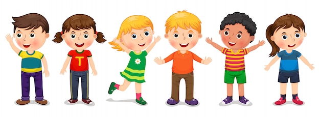 Premium Vector | Children in different positions illustration