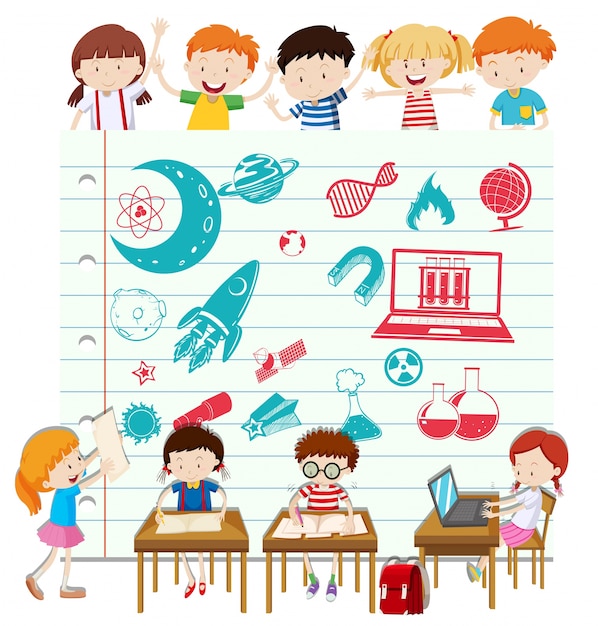 Children doing science at school
illustration