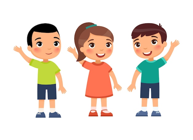 Premium Vector Children Hold Their Hands Up In Agreement