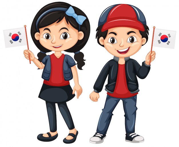 Download Free Vector | Children holding flag of south korea