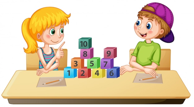 Premium Vector | Children learning math number