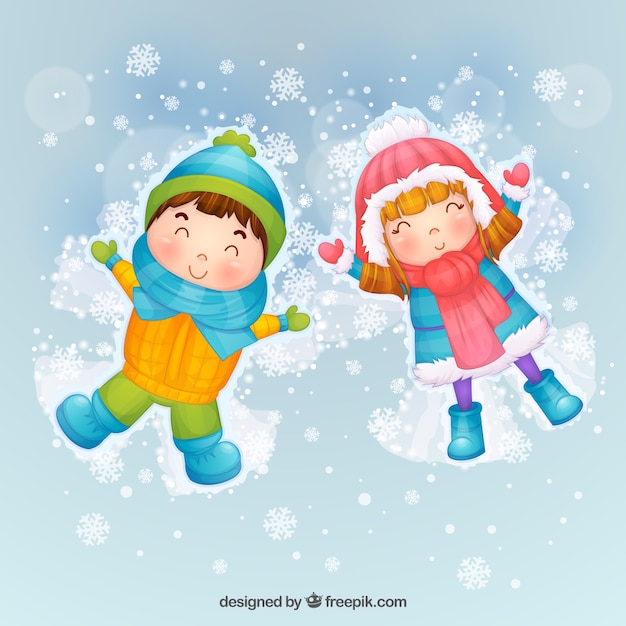 Download Children making snow angels Vector | Free Download