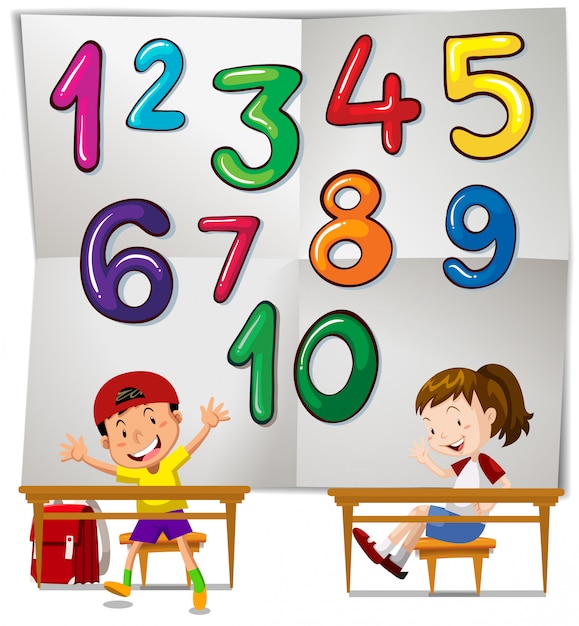 Free Vector Children And Numbers One To Ten