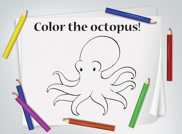 Free Vector Children Octopus Coloring Worksheet