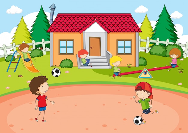 Premium Vector | Children playing at house