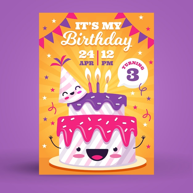 Download Free Vector | Children's birthday card/invitation template