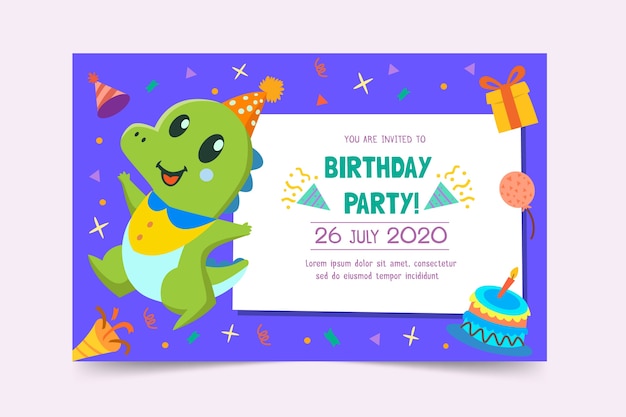 Download Children's birthday card template | Free Vector