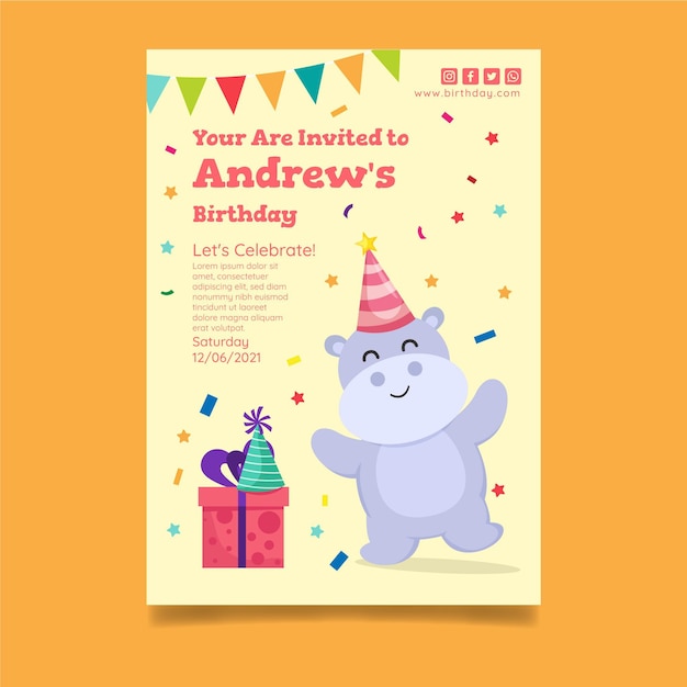 Free Vector Children S Birthday Card Template