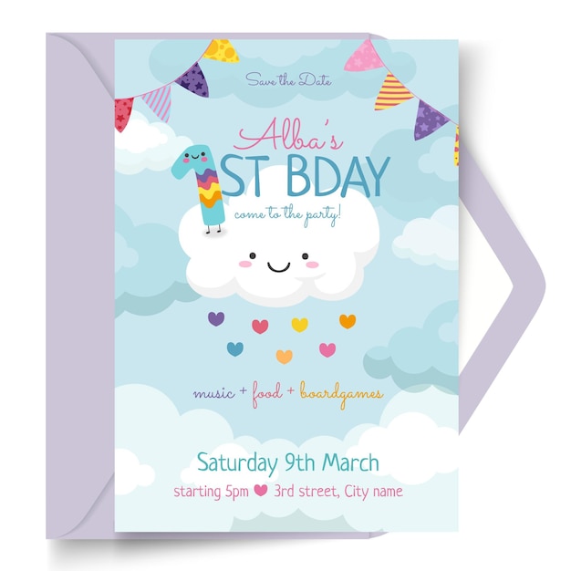 Free Vector Children S Birthday Card Template