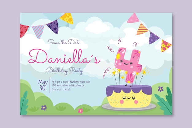 Free Vector Children S Birthday Horizontal Banner Template