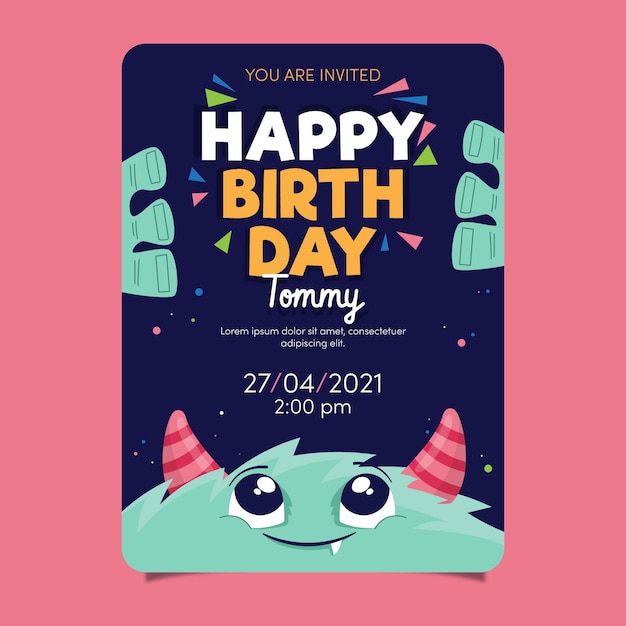 Free Vector | Children's birthday invitation template with ...