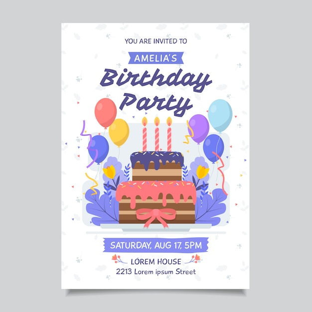 Free Vector | Children's birthday invitation template