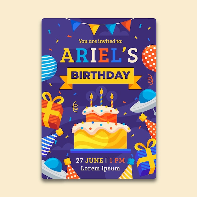 Children's birthday invitation template | Free Vector
