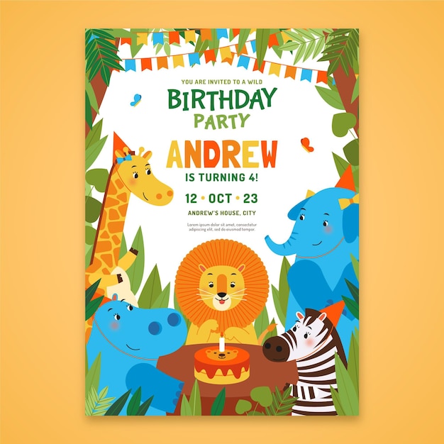 Download Free Vector | Children's birthday invitation template