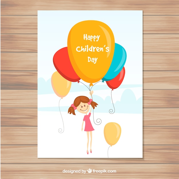 Children\'s day card with colorful\
balloons