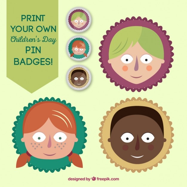 Free Vector | Children's day pin badges