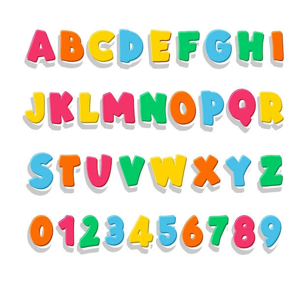 Premium Vector | Children's font in the cartoon style cute