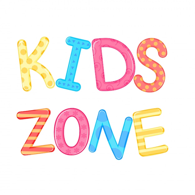 Premium Vector | Children s words kids zone white background