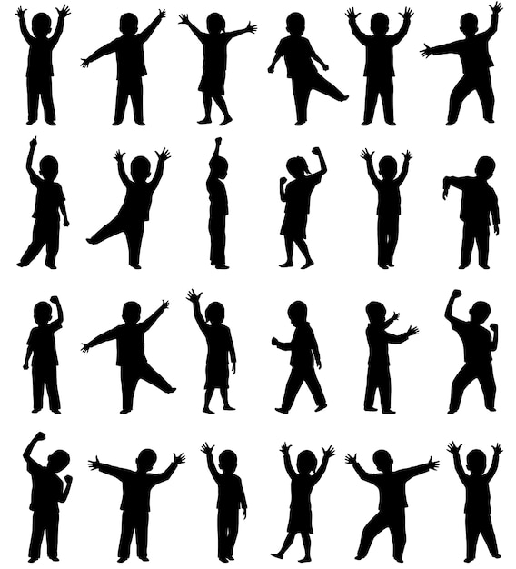 Download Children silhouettes Vector | Premium Download